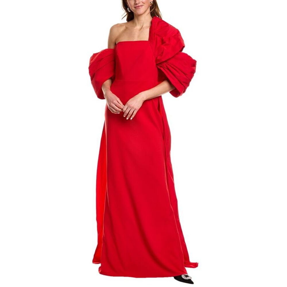 Marchesa Notte Womens Taffeta Gown, Red